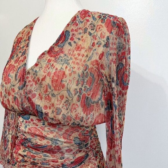 BASH AMELIA FLORAL METALLIC RUCHED PARTY DRESS - XS (0) - Picture 7 of 15